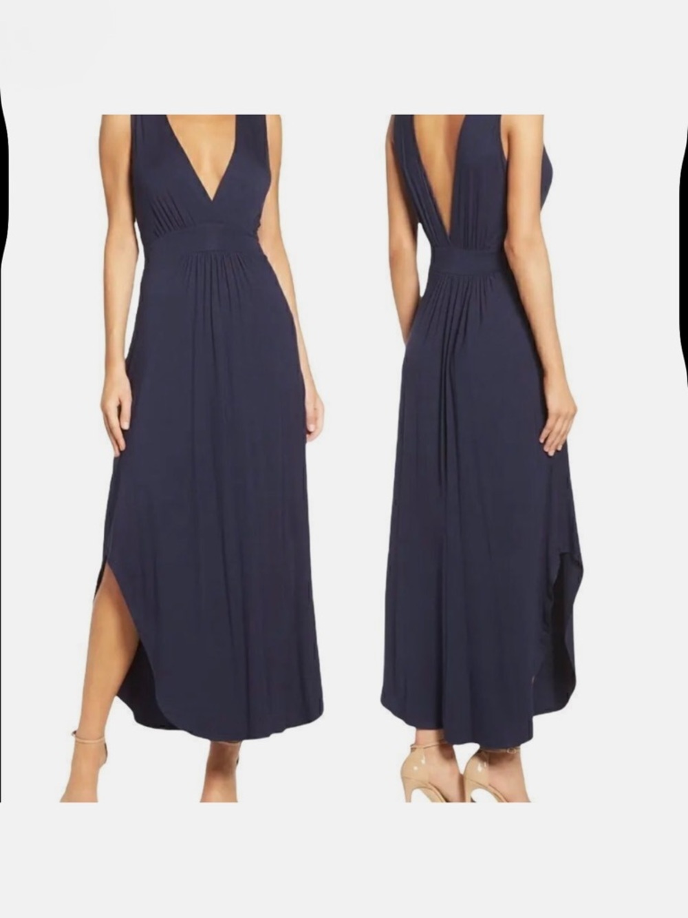 Sleeveless Deep V Maxi Dress in Black